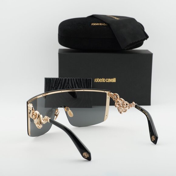Roberto Cavalli SRC015M 0300 Shield Sunglasses - Gold/Brown - Picture 4 of 10
